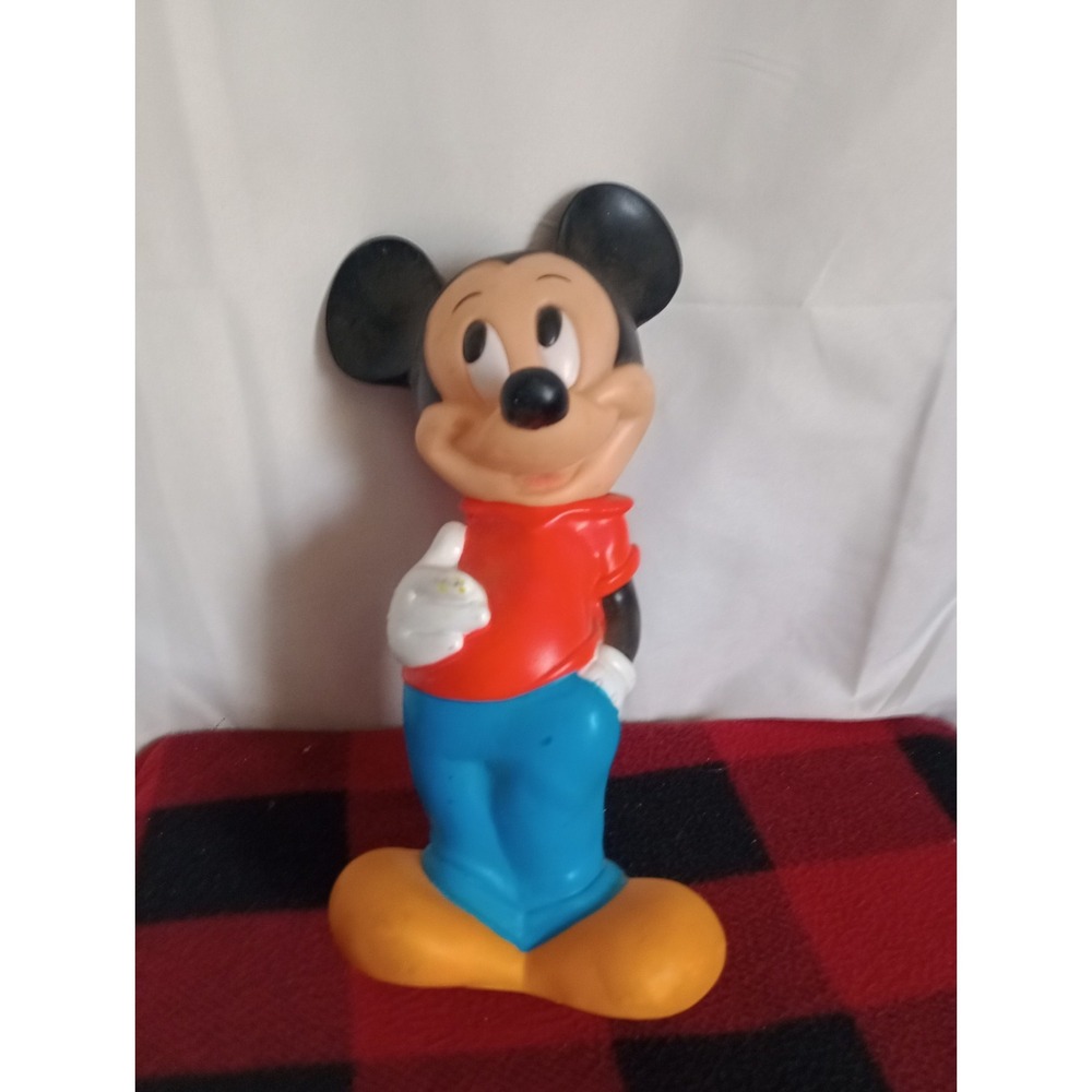 VINTAGE WALT DISNEY MICKEY MOUSE 12" COIN BANK ILLCO TOY Missing Stopper